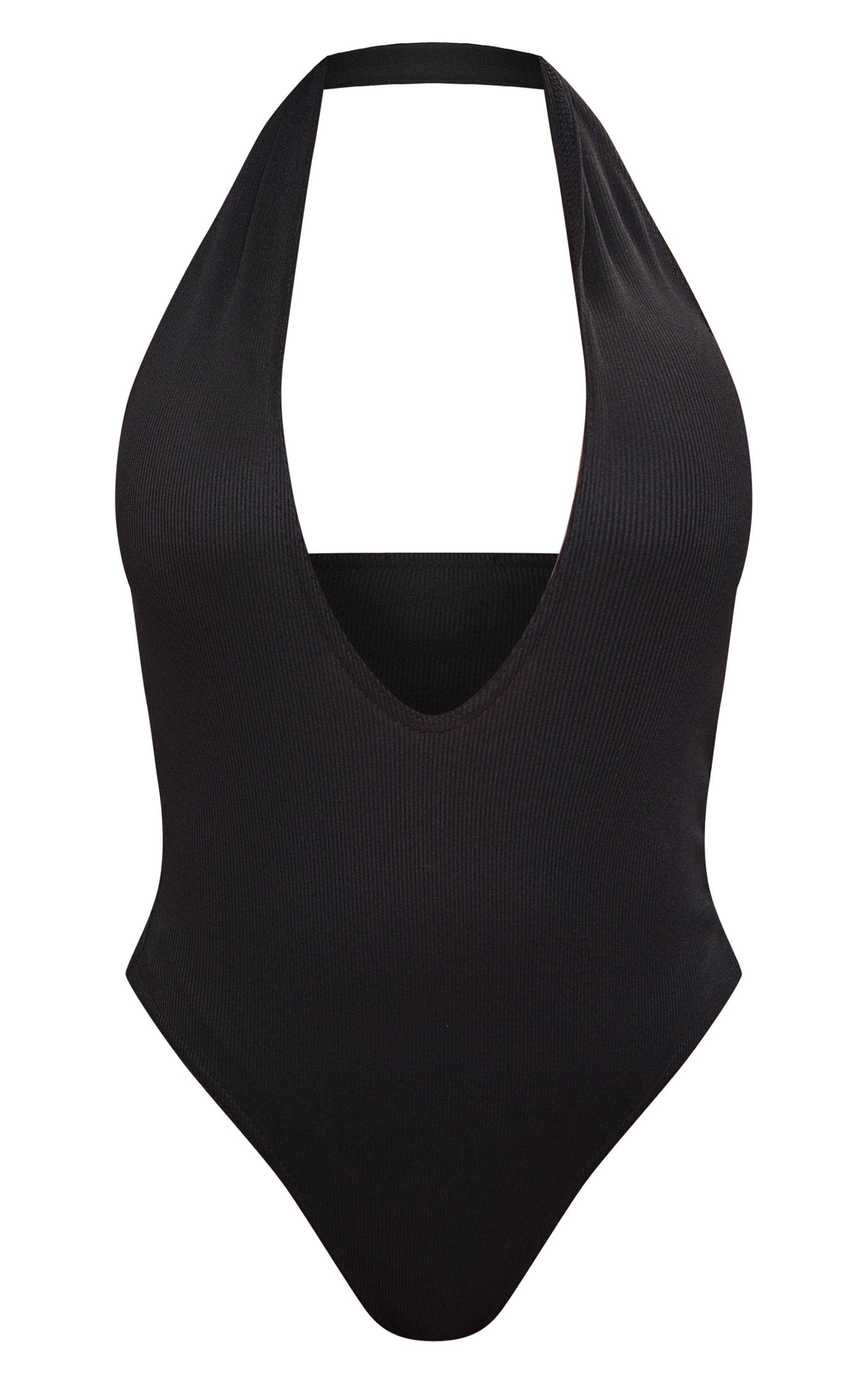 Noir Body Plongeant Côtelé Dos Nu Shape