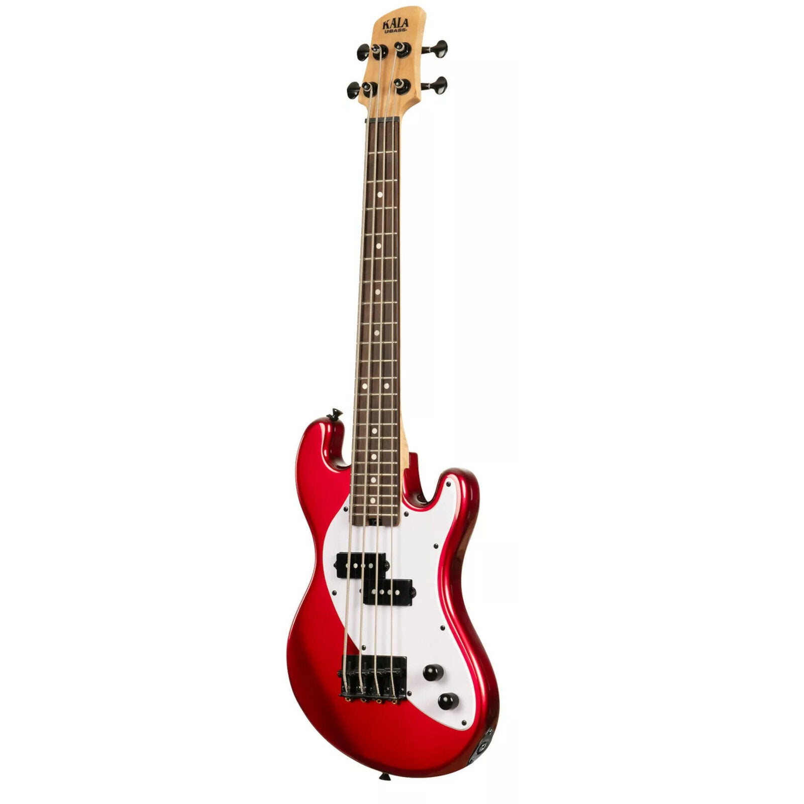 Kala Solid Body 4-String Fretted U-Bass Candy Apple Red elektrische basgitaar met gigbag