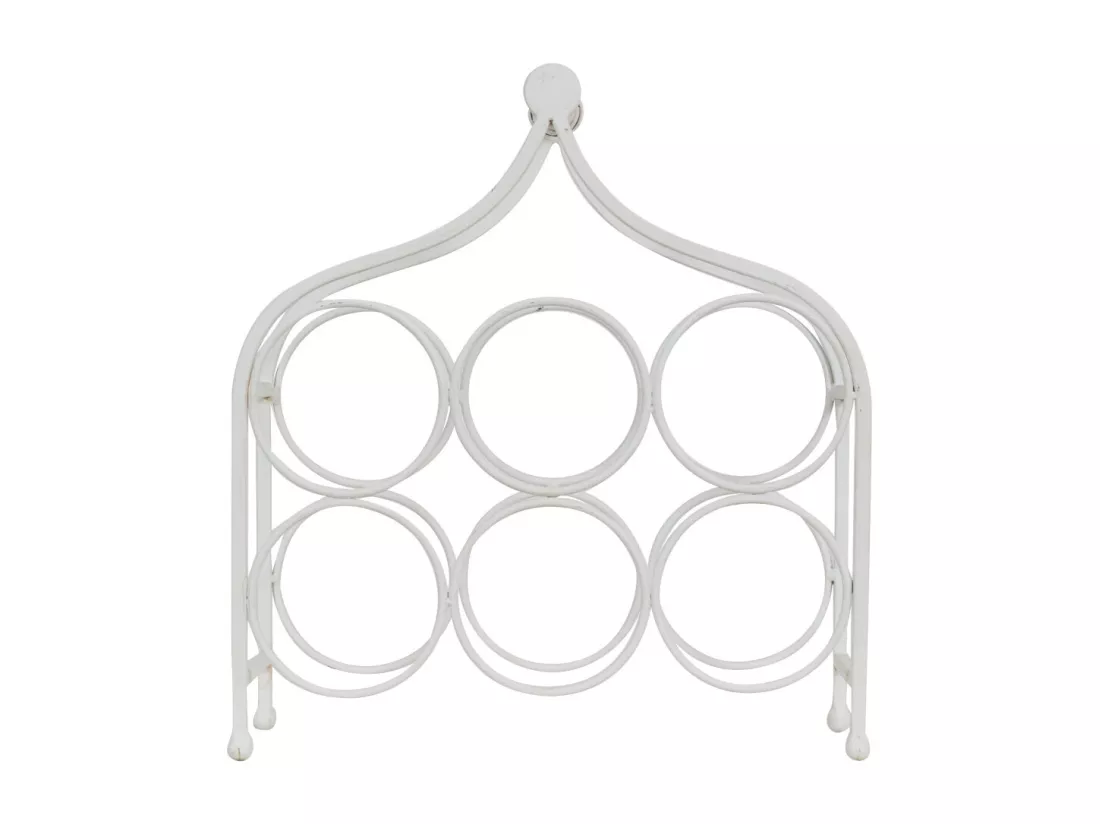 BISCOTTINI Porte-Bouteilles - Fer Forgé Finition Blanc Antique - Idéal pour la Décoration du Salon ou de la Cuisine - Casier à Vin - 35x37x14 cm