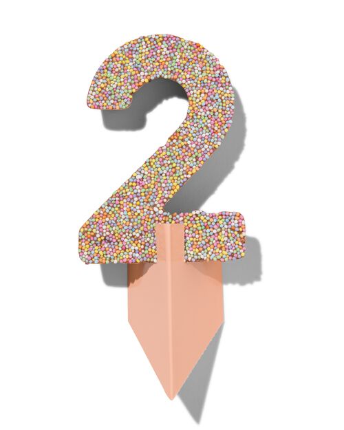 chiffre de fête 2 en chocolat avec perles multicolores