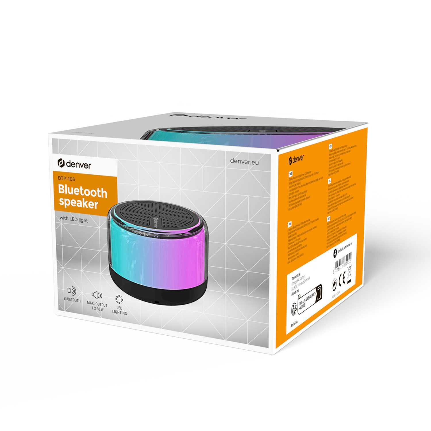 Denver Lautsprecher LED Bluetooth BTP103