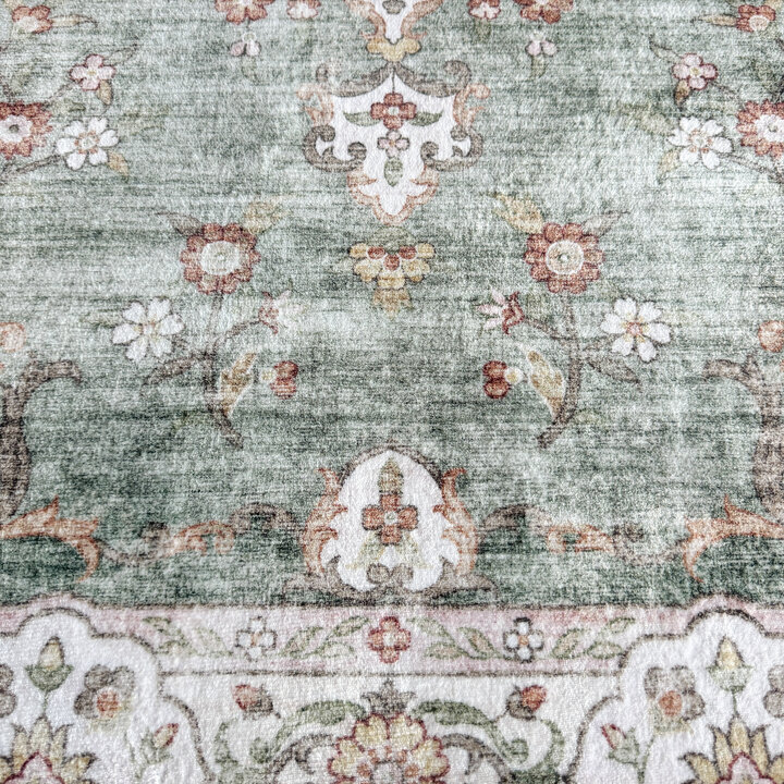 Vintage vloerkleed - Ember Medaillon  Groen | OEKO-TEX & Wasbaar