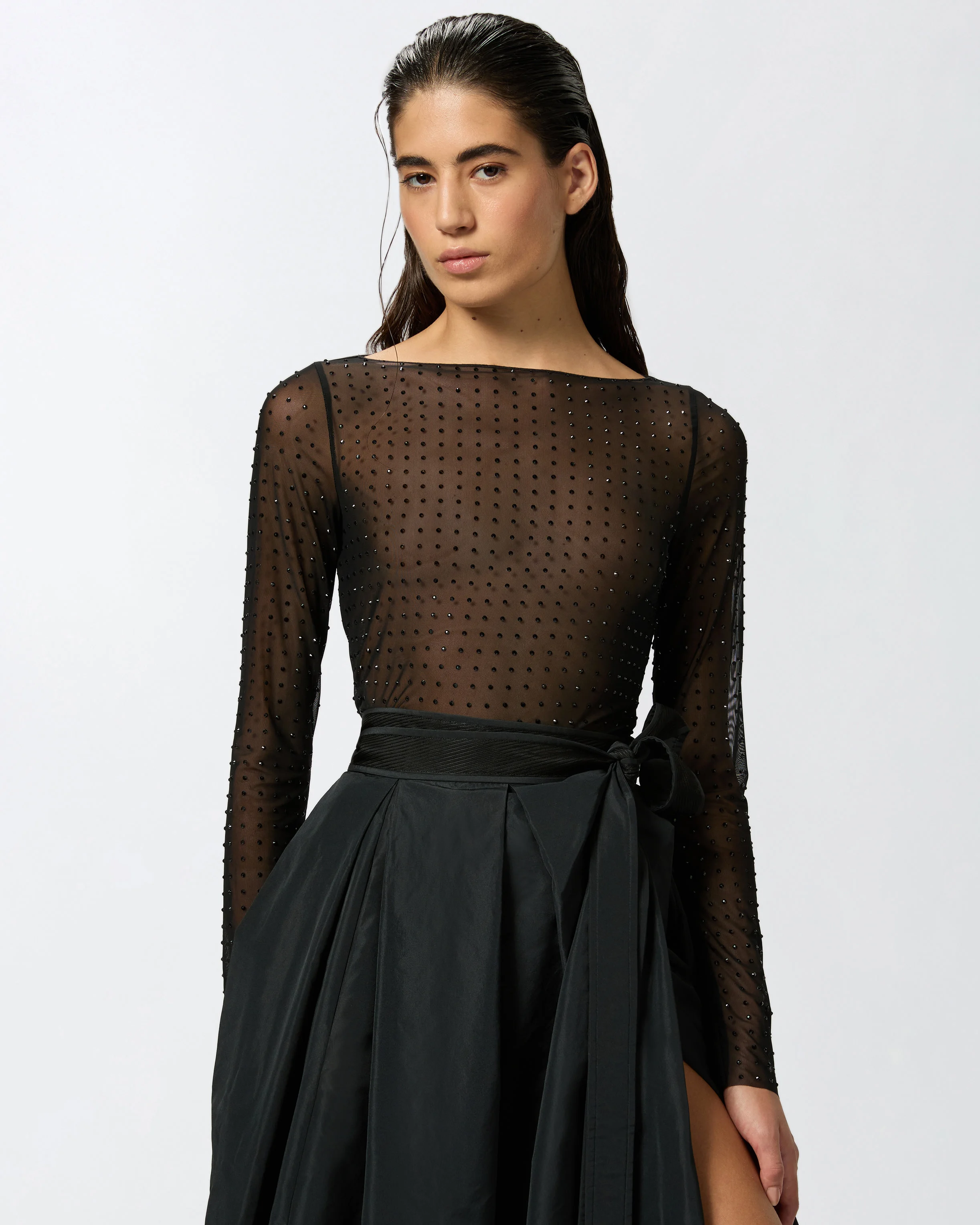 T-shirt avec strass all-over | Noir