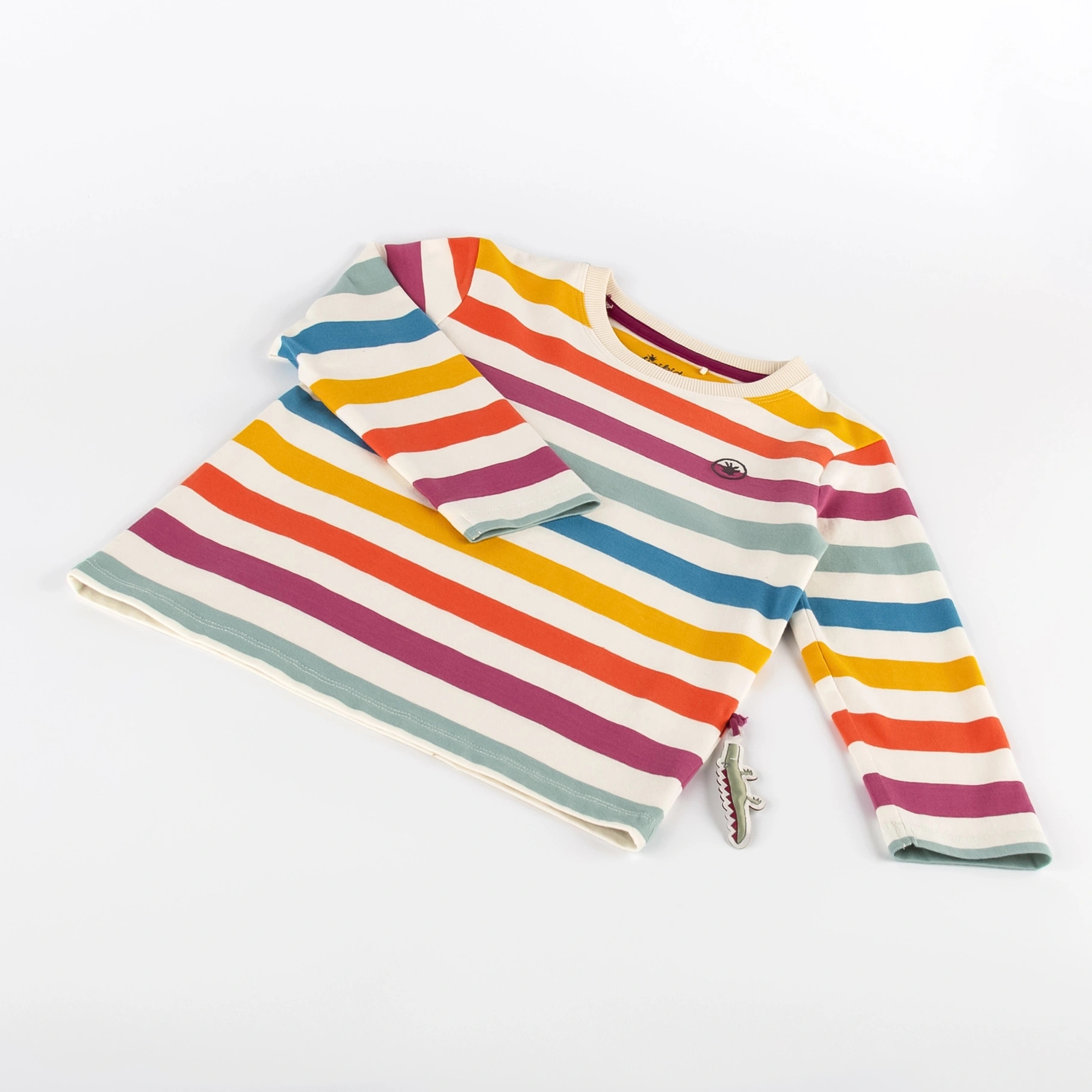 Langarmshirt M - WILD CROCODILE STRIPES in ecru/bunt
