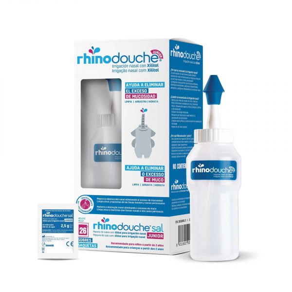 RhinoDouche Junior Irrigação Nasal Garrafa   Sal Júnior Sais de Irrigação 26 Saquetas