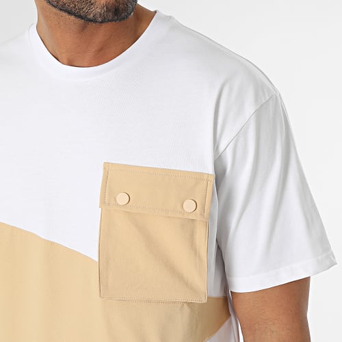 Tee Shirt Poche Blanc Beige