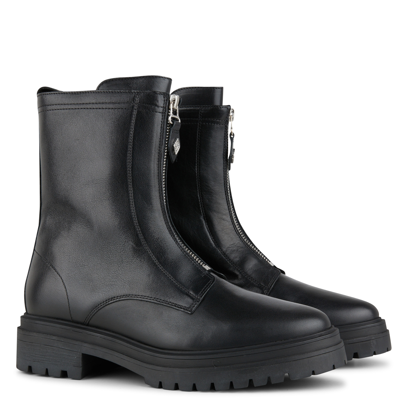 CARL - Bottines à zip en cuir| Noir