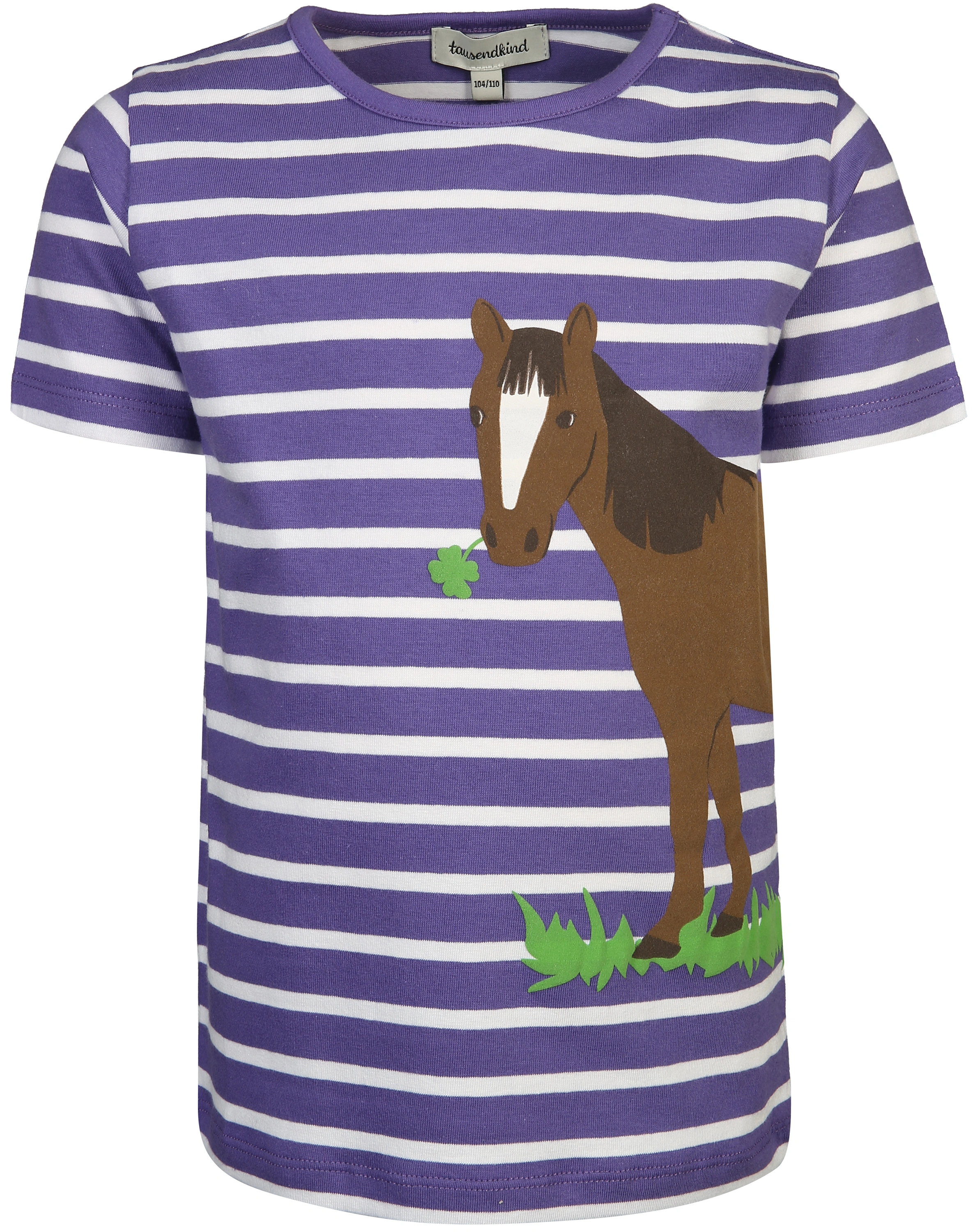 T-Shirt PFERD MIT KLEE gestreift in lila/weiß