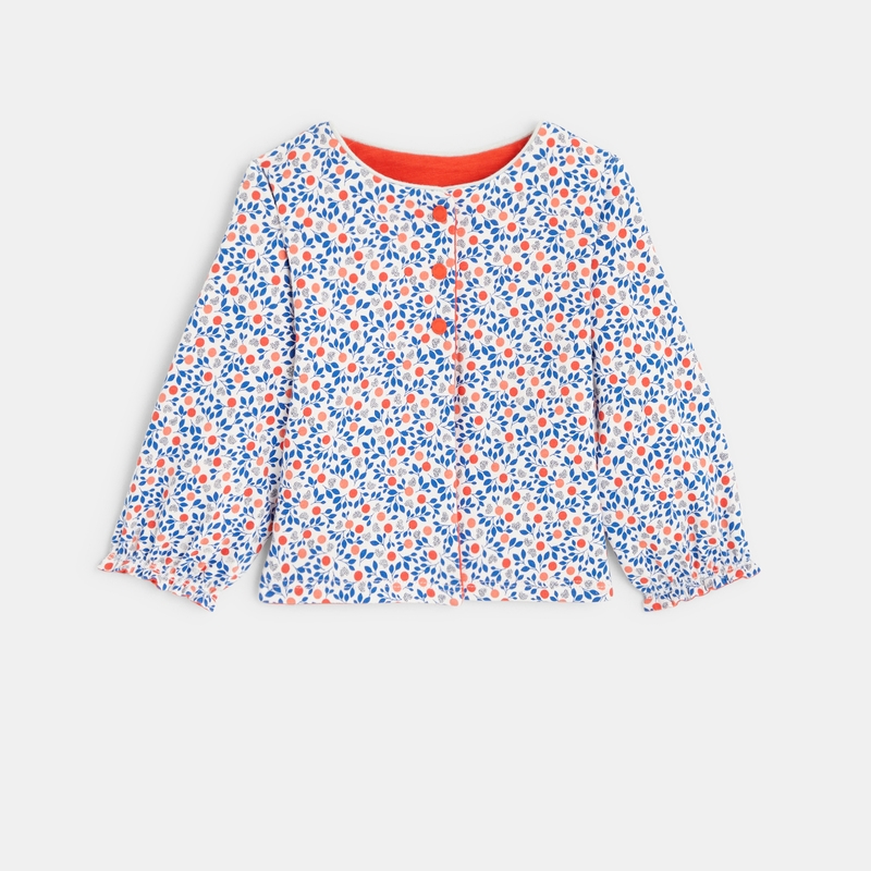 Gilet réversible fleuri rouge bébé fille