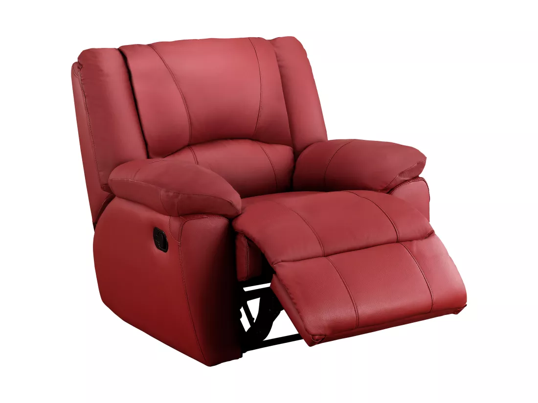 Canapé 3 places et un fauteuil relax en cuir AROMA - Rouge