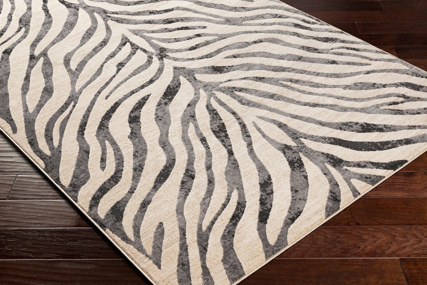 Boho vloerkleed, zebrapatroon, donkergrijs/beige, 160x220 cm, CYBELE
