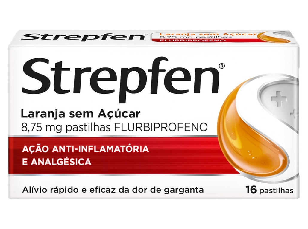 PASTILHAS STREPFEN LARANJA SEM AÇÚCAR 16UN