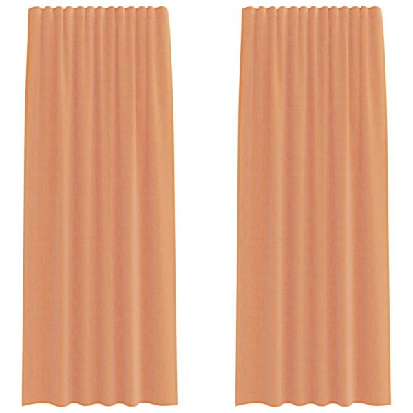 vidaXL Cortinas de Voile com Laços 2 Peças Terracota 140x225 cm - 1592540763