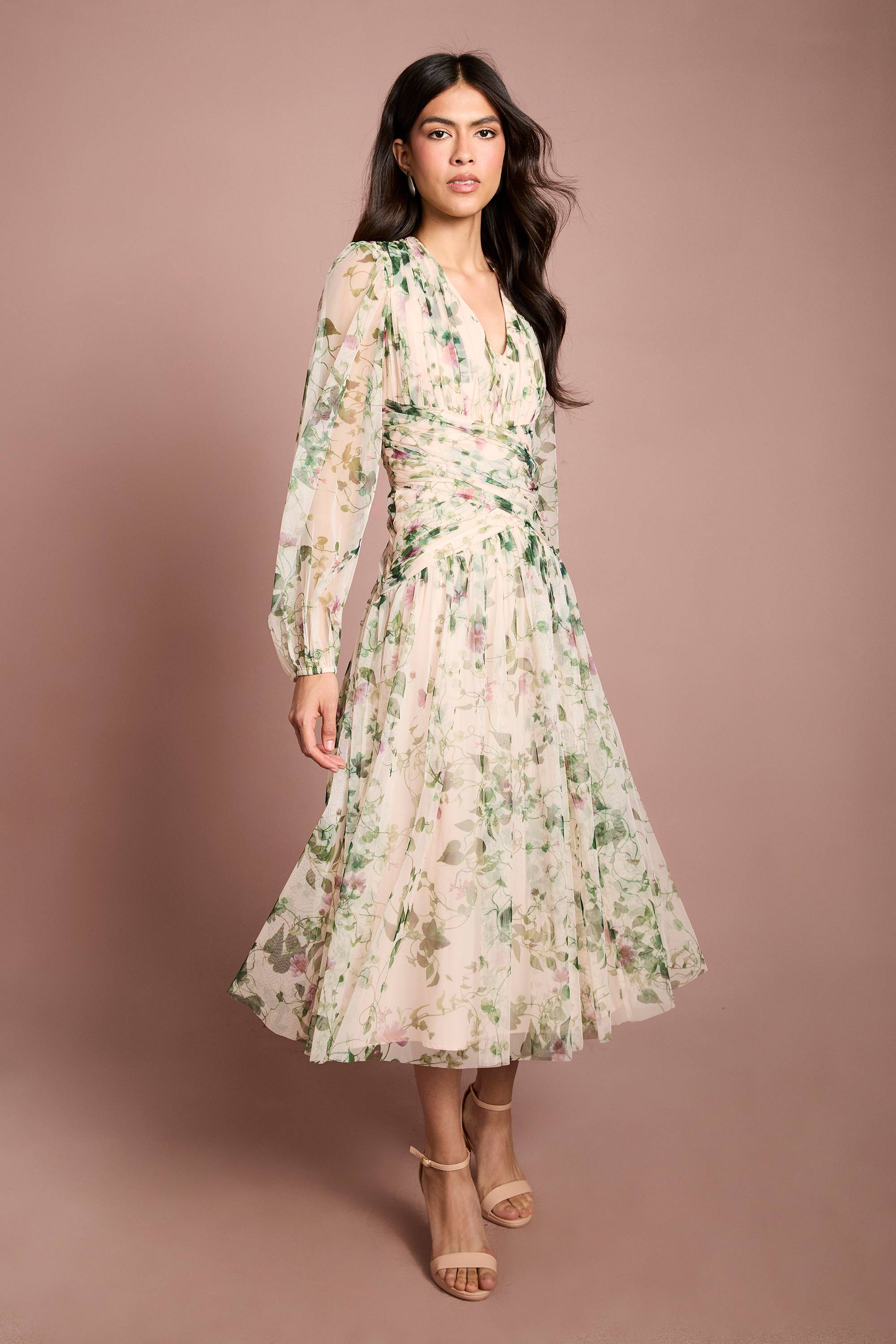 Coast Robe Mi-longue En Mesh À Imprimé Floral