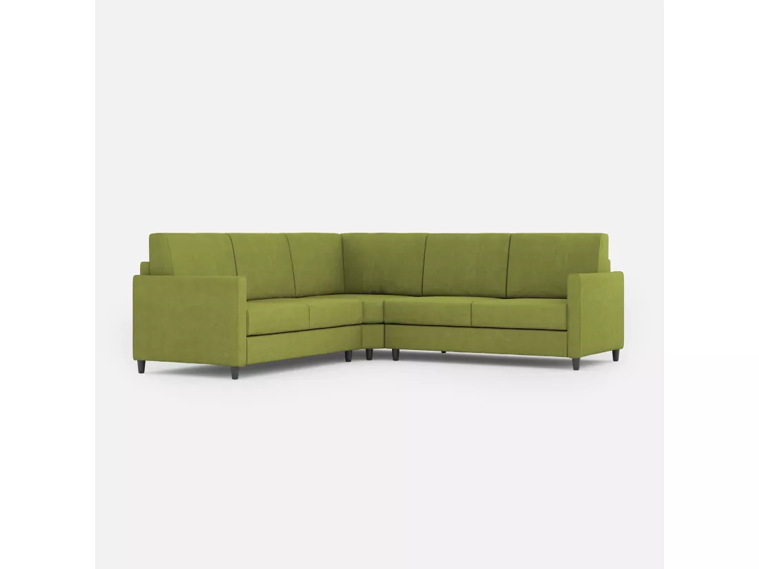Canapé d'angle moderne italien tissu vert pistache Korane - 5 tailles-Taille 241x241 cm