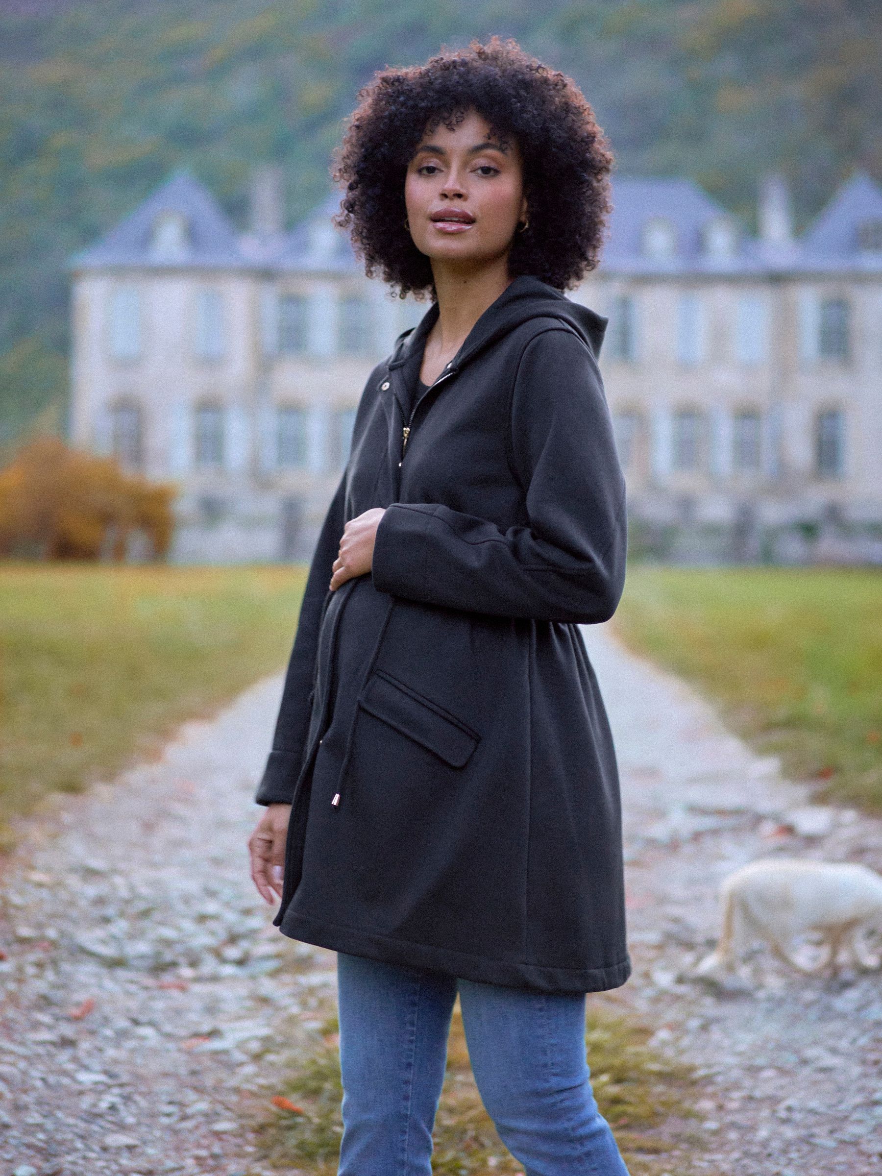 Seraphine Maternity Drawstring Waist Black Hoodie