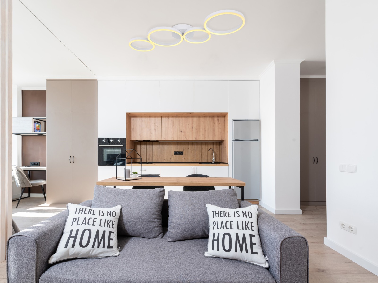 LED-Deckenleuchte - weiß - Ringe - 88,5 cm