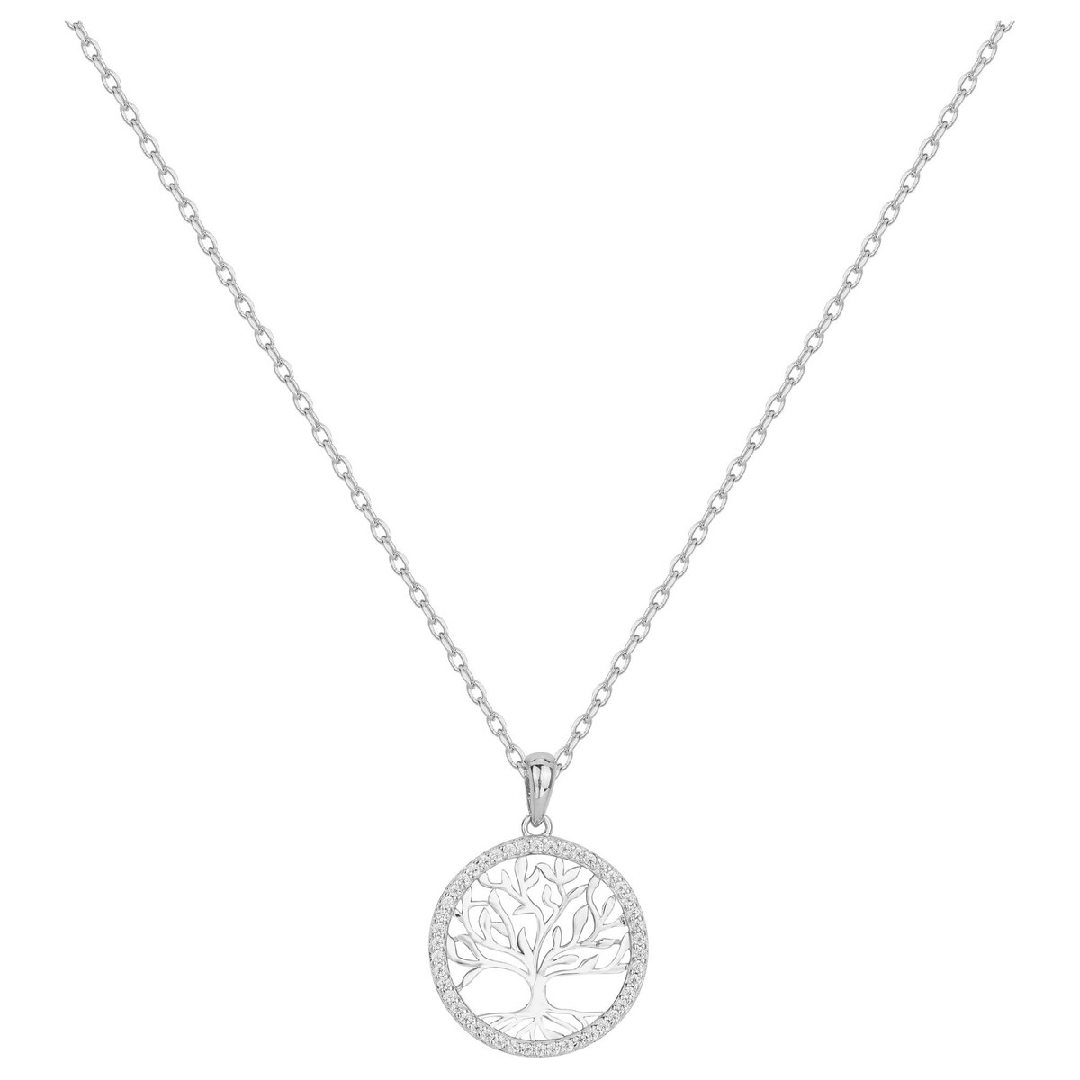 Collier mono-motif en Argent avec oxyde de zirconium blanc