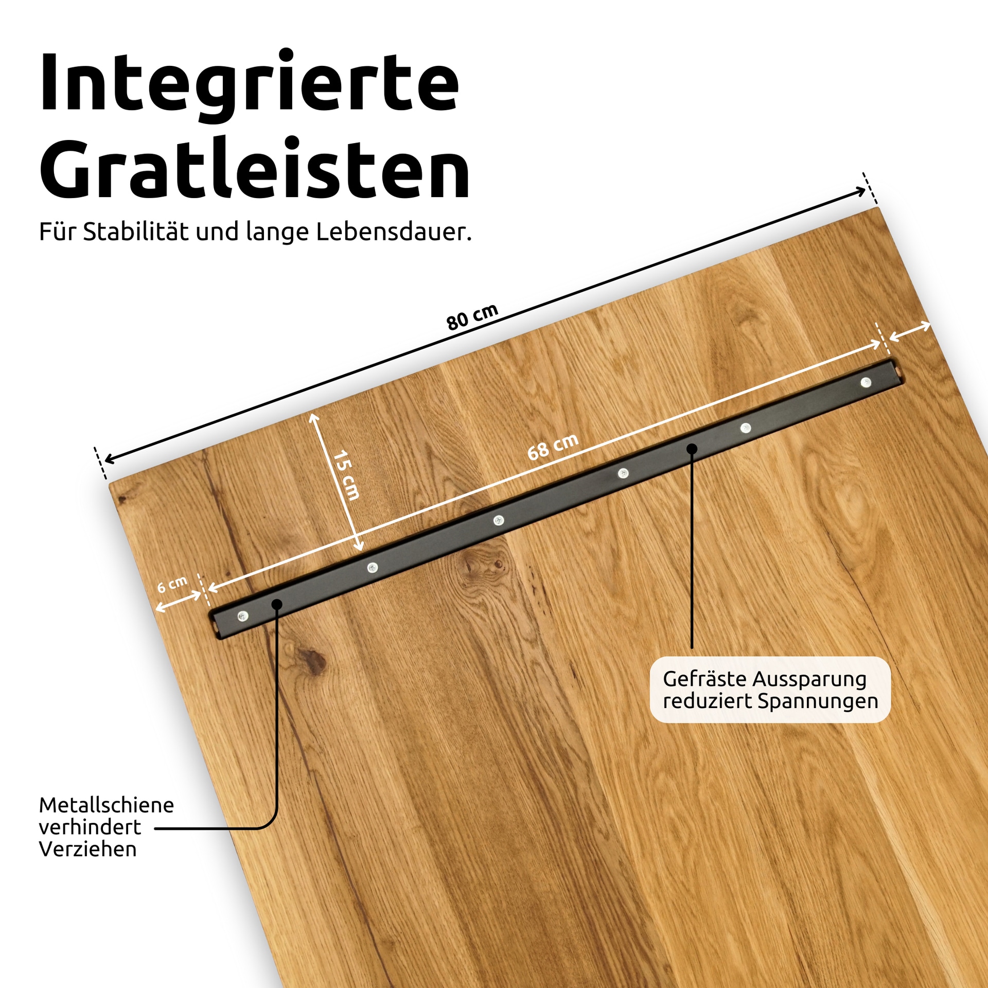 holz4home Esstisch 160 x 80 cm Eiche massiv/Doppel-Dreieck-Gestell schwarz