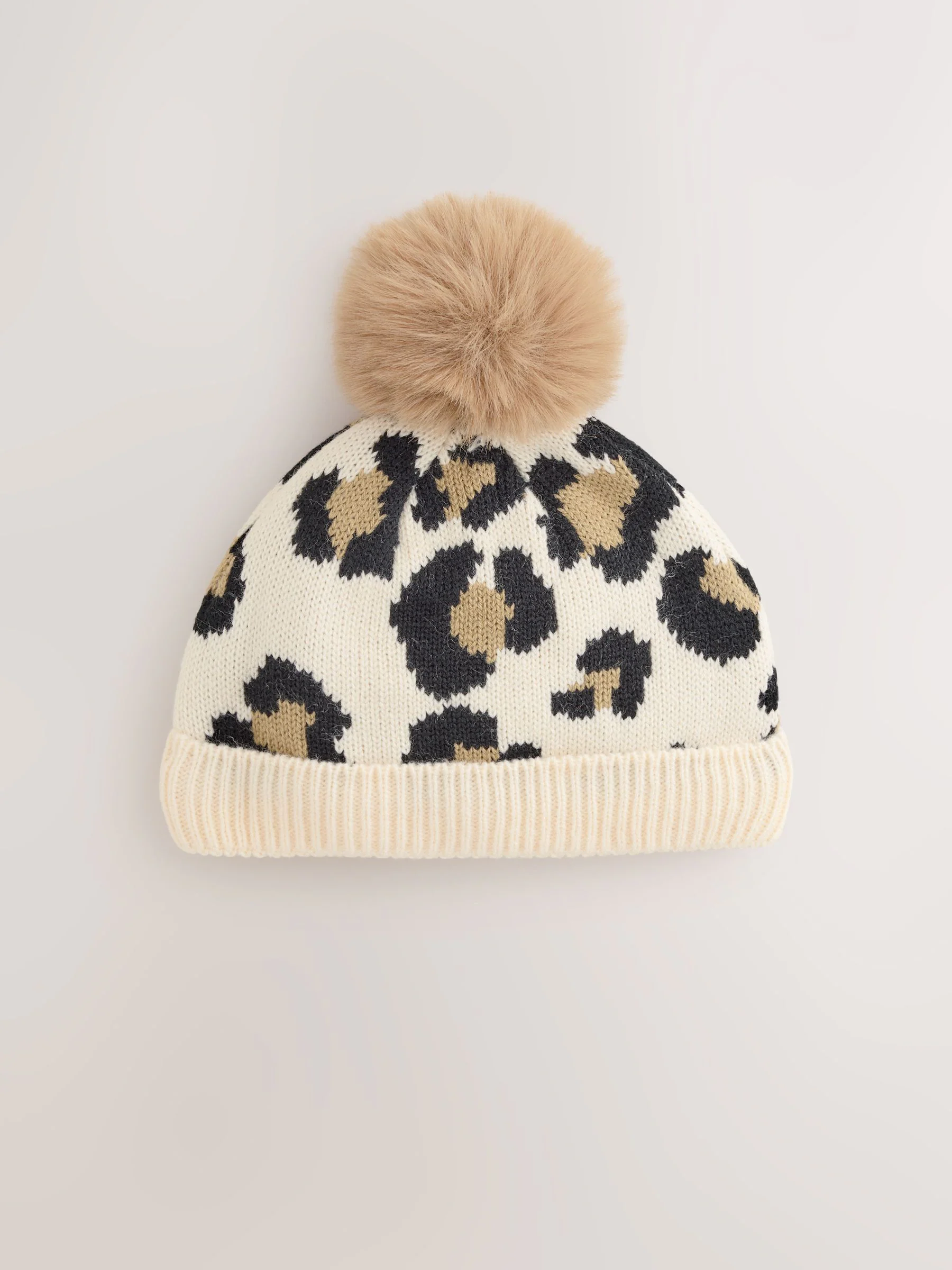 Animal - Gebreide babymuts met print en pompon (0mnd -2jr)