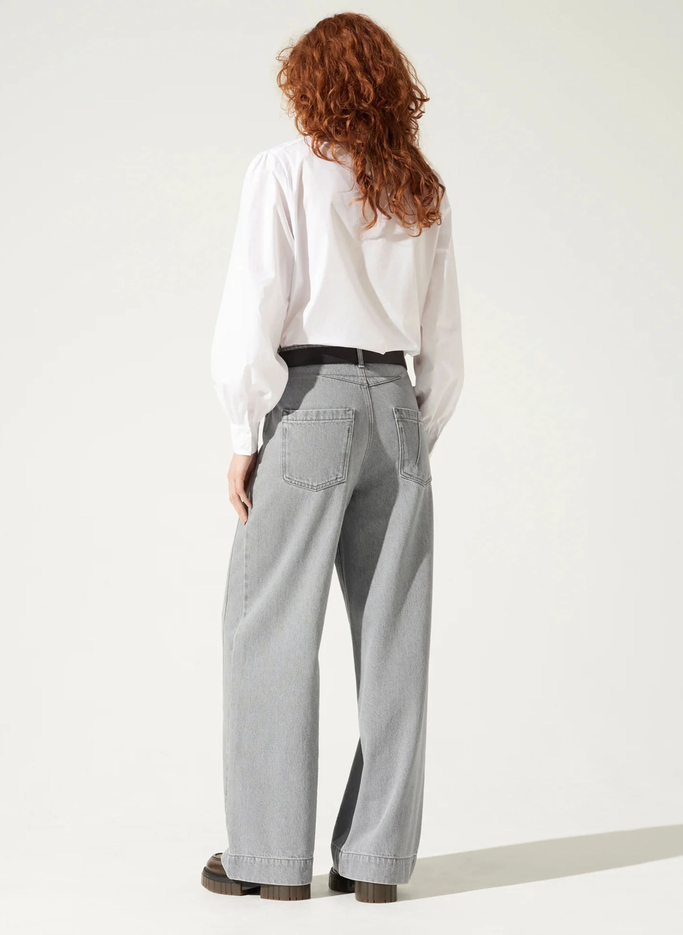 KEJA - Jean large taille haute en coton | Gris
