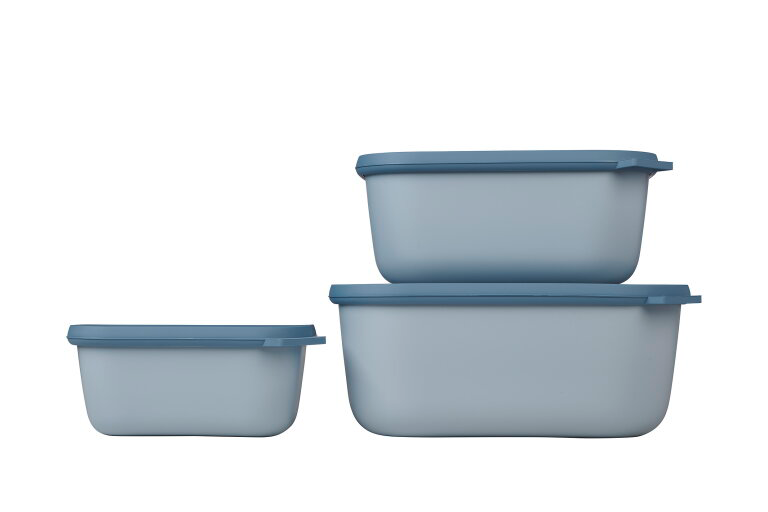 Mepal Cirqula Multischüsselset rechteckig hoch 3-teilig 750 / 1500 / 3000 ml nordic blue