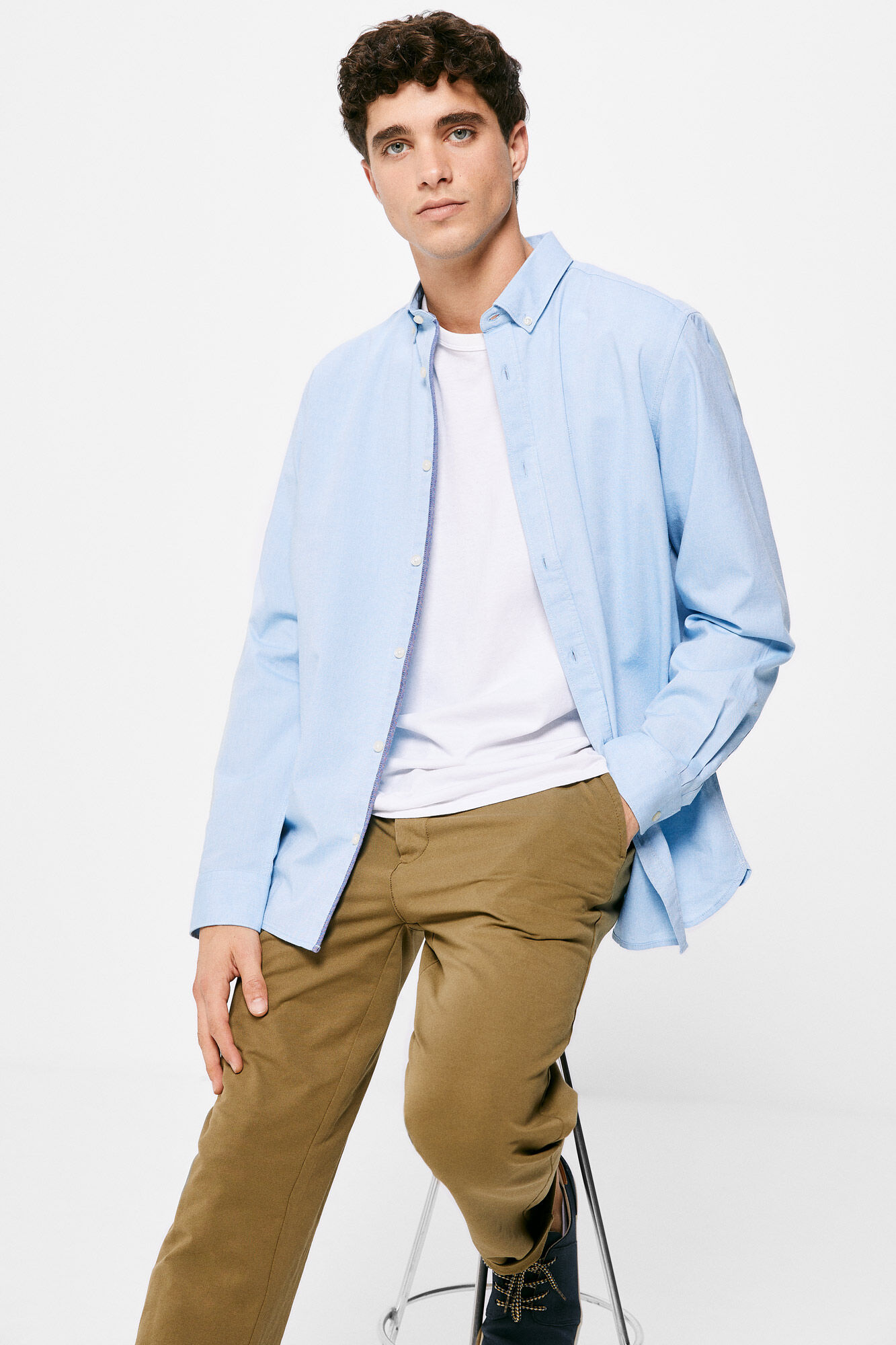 Camisa Color Pinpoint - azul claro