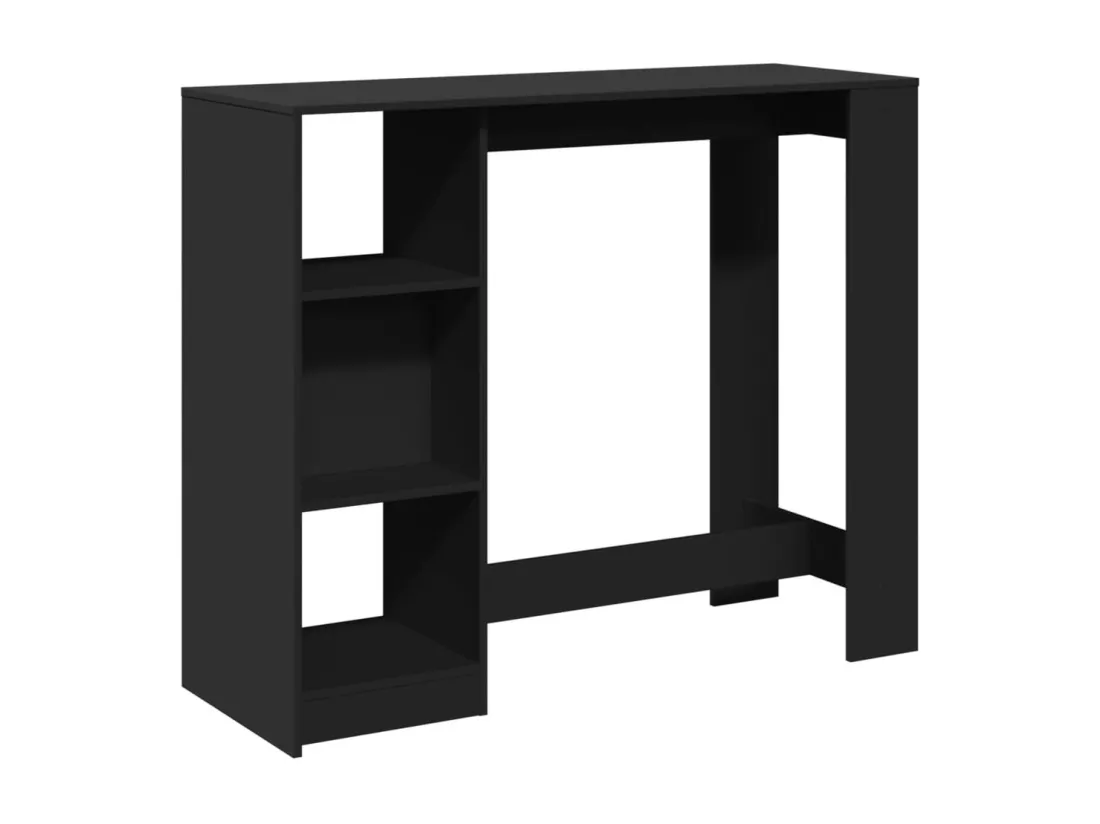 Table de bar avec étagère noir 124x46x103,5cm bois d'ingénierie