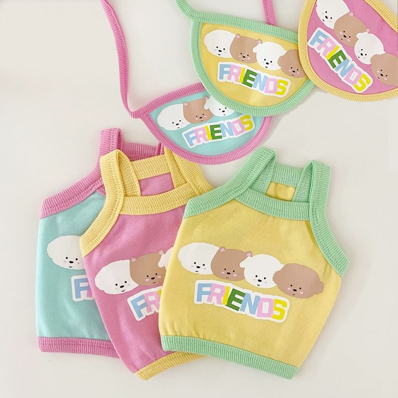 tanvtim - Set: Animal Pet Top + Bib Pet Collar