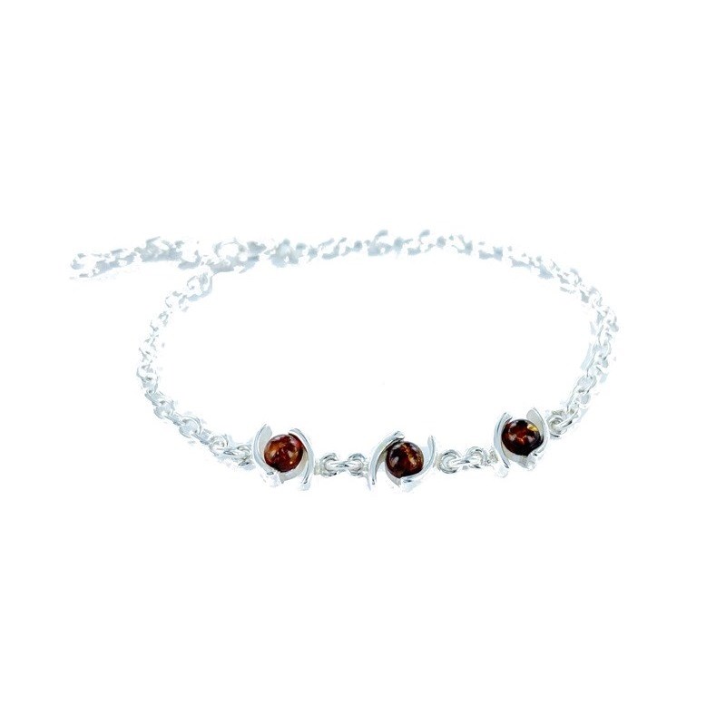 Bracelet argent 925 Ambre veritable de la mer Baltique