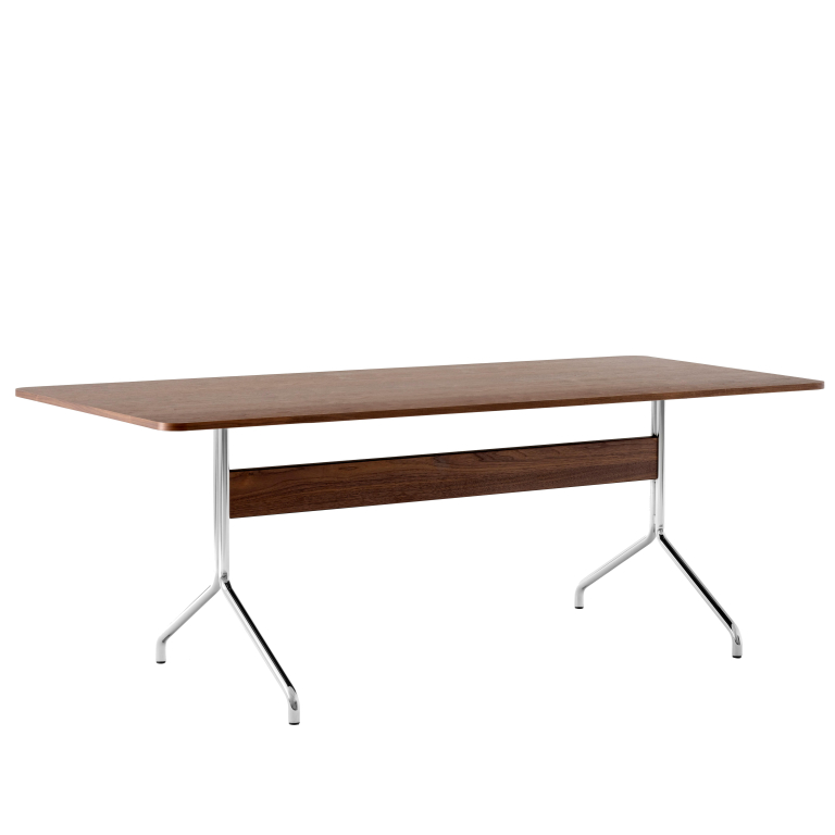 &tradition Pavilion AV19 tafel 200x90 chrome onderstel, walnoot eiken