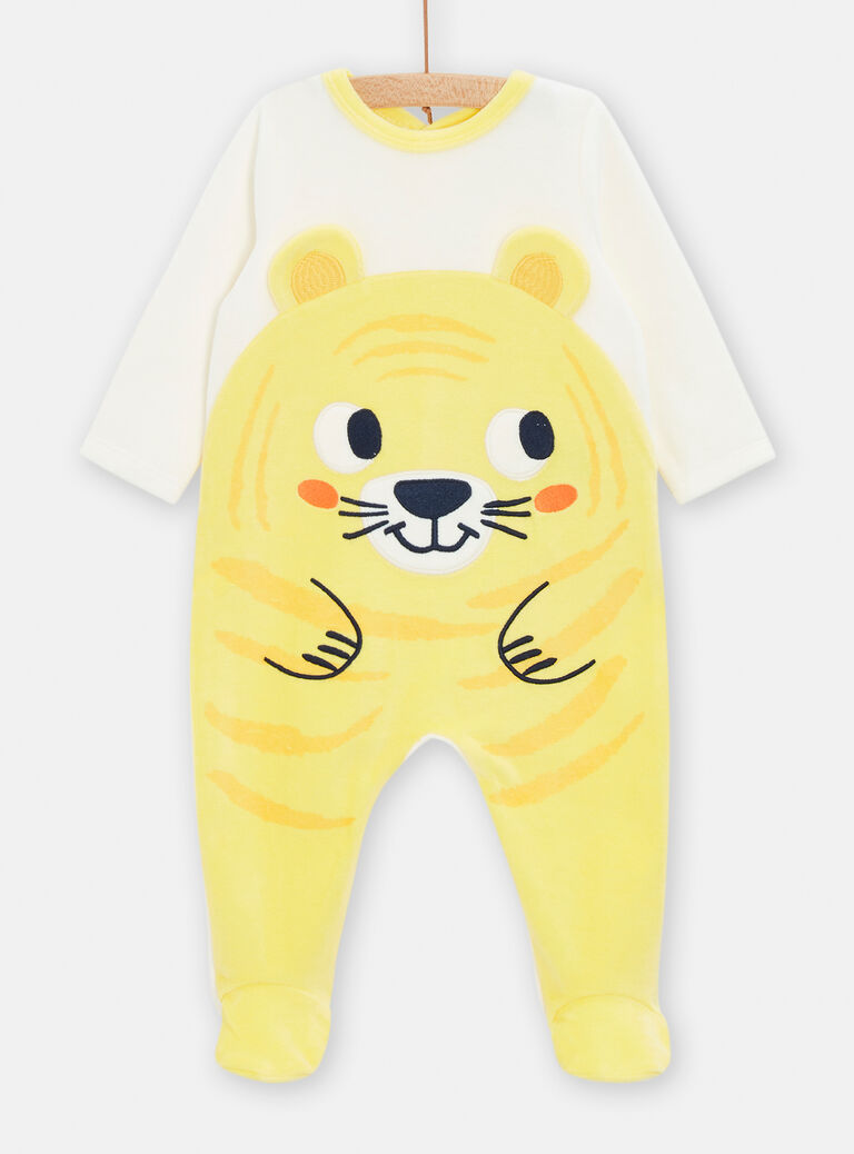 Grenouillère en velours animation tigre pour bébé garçon