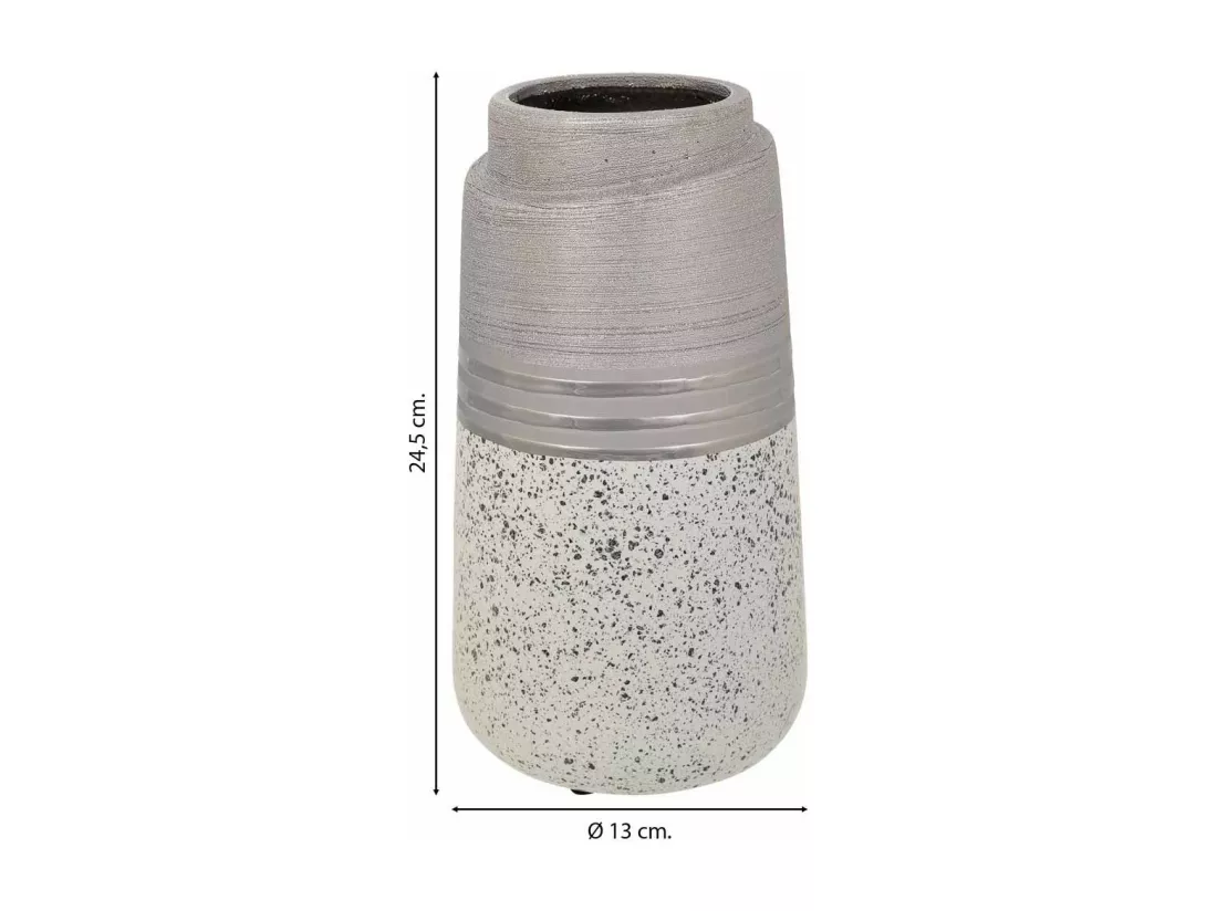 Vase en céramique argentée 13x13x24,5h