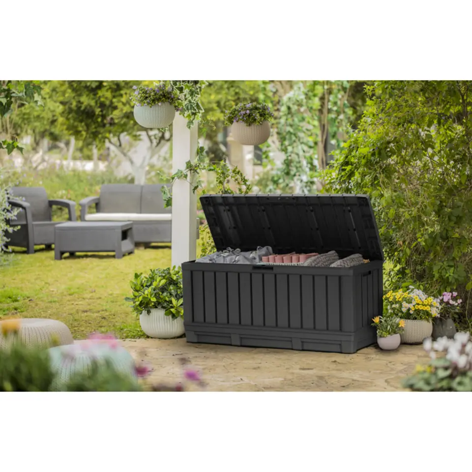 Keter Kentwood Opbergbox - 128x53.6x59 cm - 350 L - Grafiet
