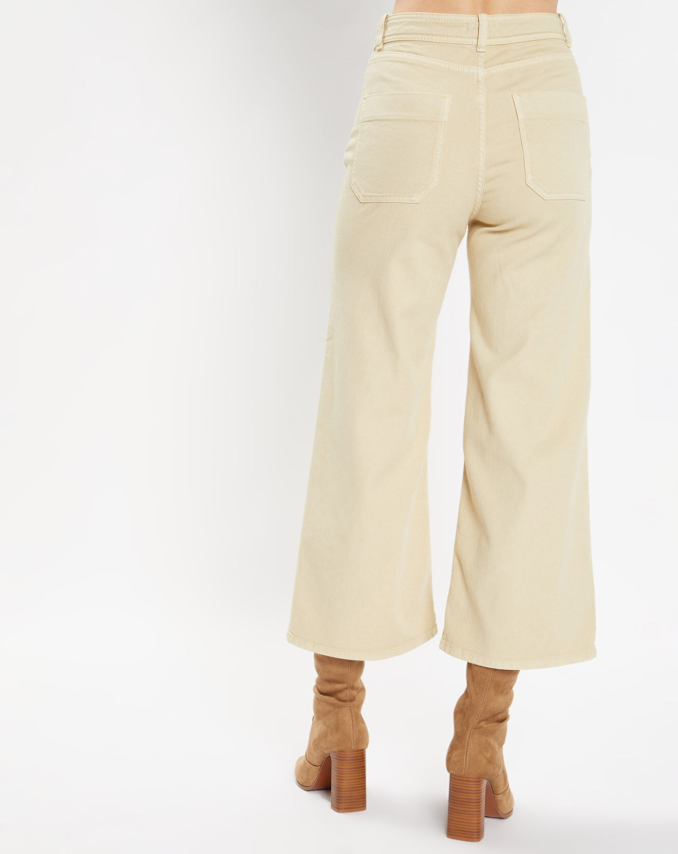 Galeries Lafayette Jean style jupe culotte en Coton Regan Dumbo écru