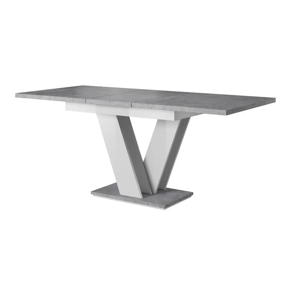 Meubella - Eetkamertafel Moris - Wit - Betonlook - 160 cm - Uitschuifbaar