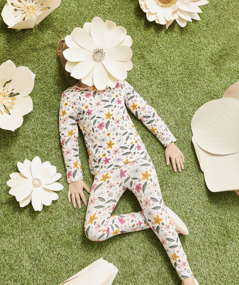 PYJAMA FILLE EN COTON IMPRIMÉ FLORAL COLORÉ