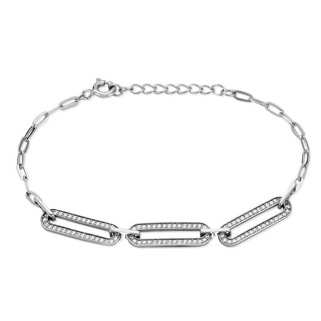 Bracelet Trait D'union Argent Blanc Oxyde De Zirconium