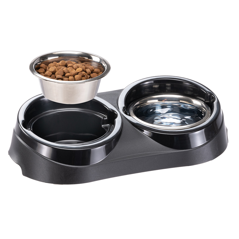 Porte-gamelle gamelles acier bord de confinement nourriture eau chien ferplast duo feed
