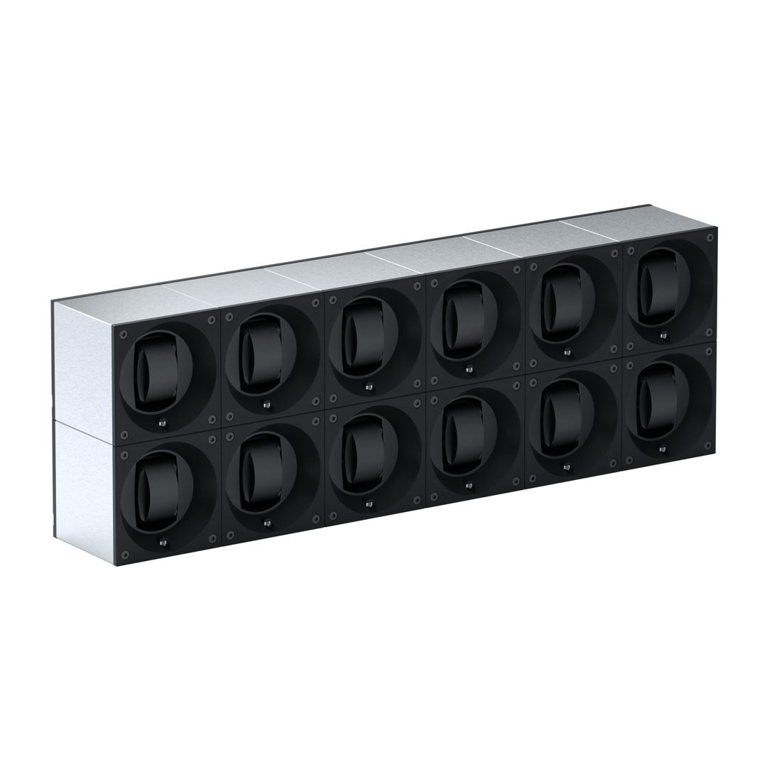 SwissKubik Masterbox Gebürstetes Aluminium - 12 Uhren