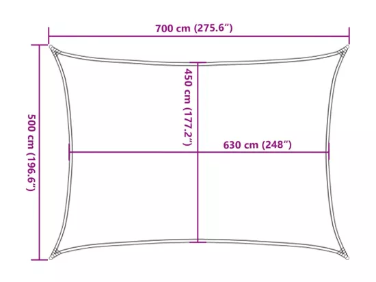 Voile d'ombrage 160 g/m² rectangulaire sable 5x7 m PEHD