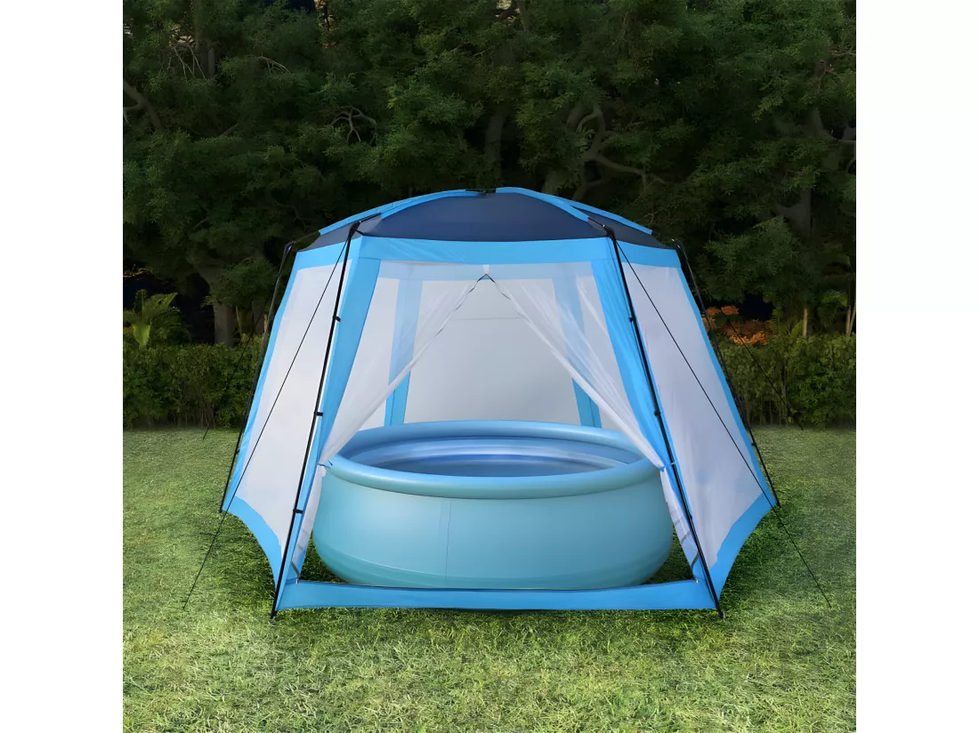 Prolenta Premium - Tente de piscine Tissu 590x520x250 cm Bleu