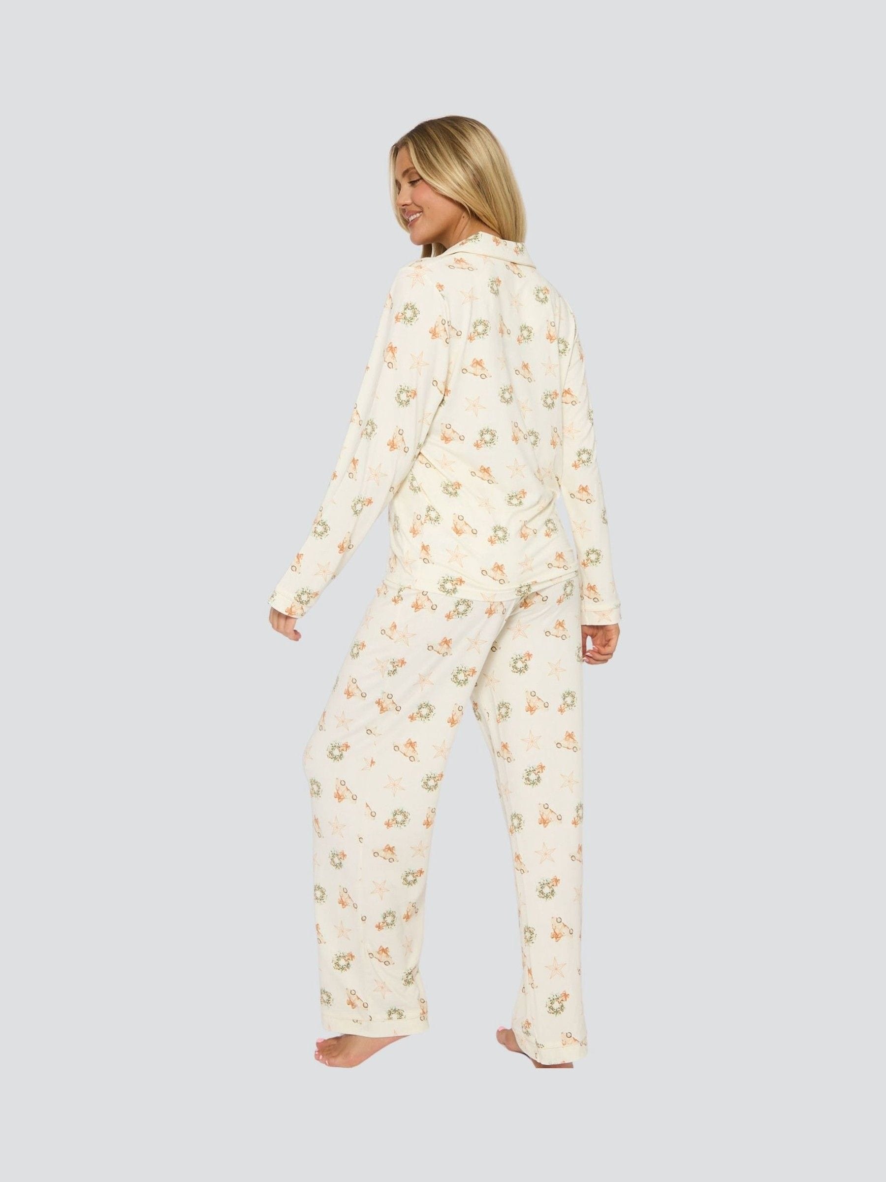 Loungeable Kerstmis overhemd met knopen en lange Pyjama's Set