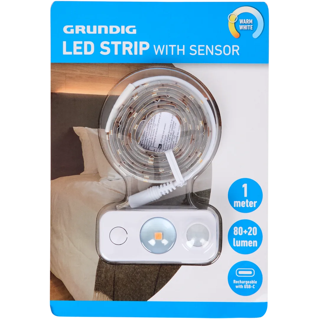 Grundig ledstrip met sensor 1 meter | 80 lumen