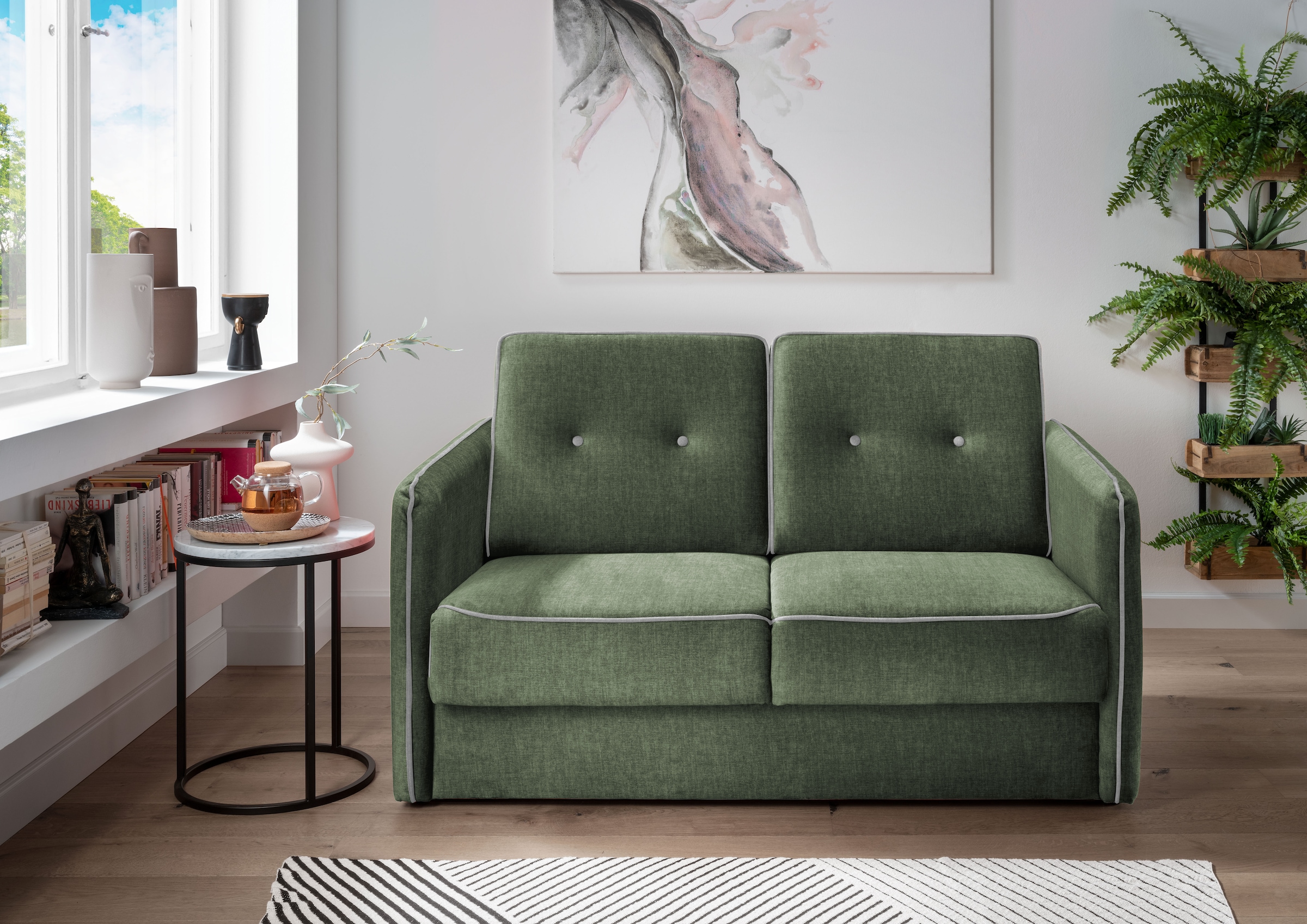 Home affaire Schlafsofa »Merina« mit zweigeteilter Bettfunktion, Auszug nach vorn, Federkern