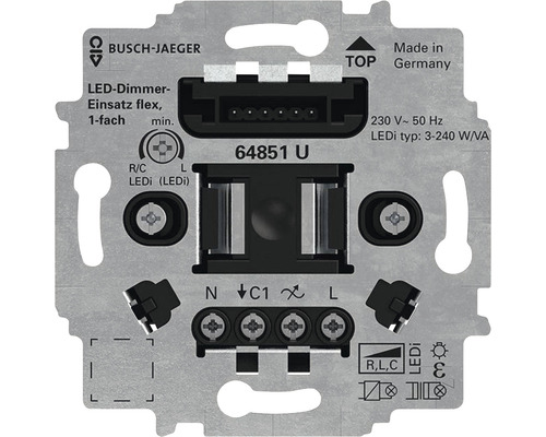 Busch-Jaeger 64851 U LED-dimmer-inzetstuk, flexibel, enkelvoudig, 3-240 VA