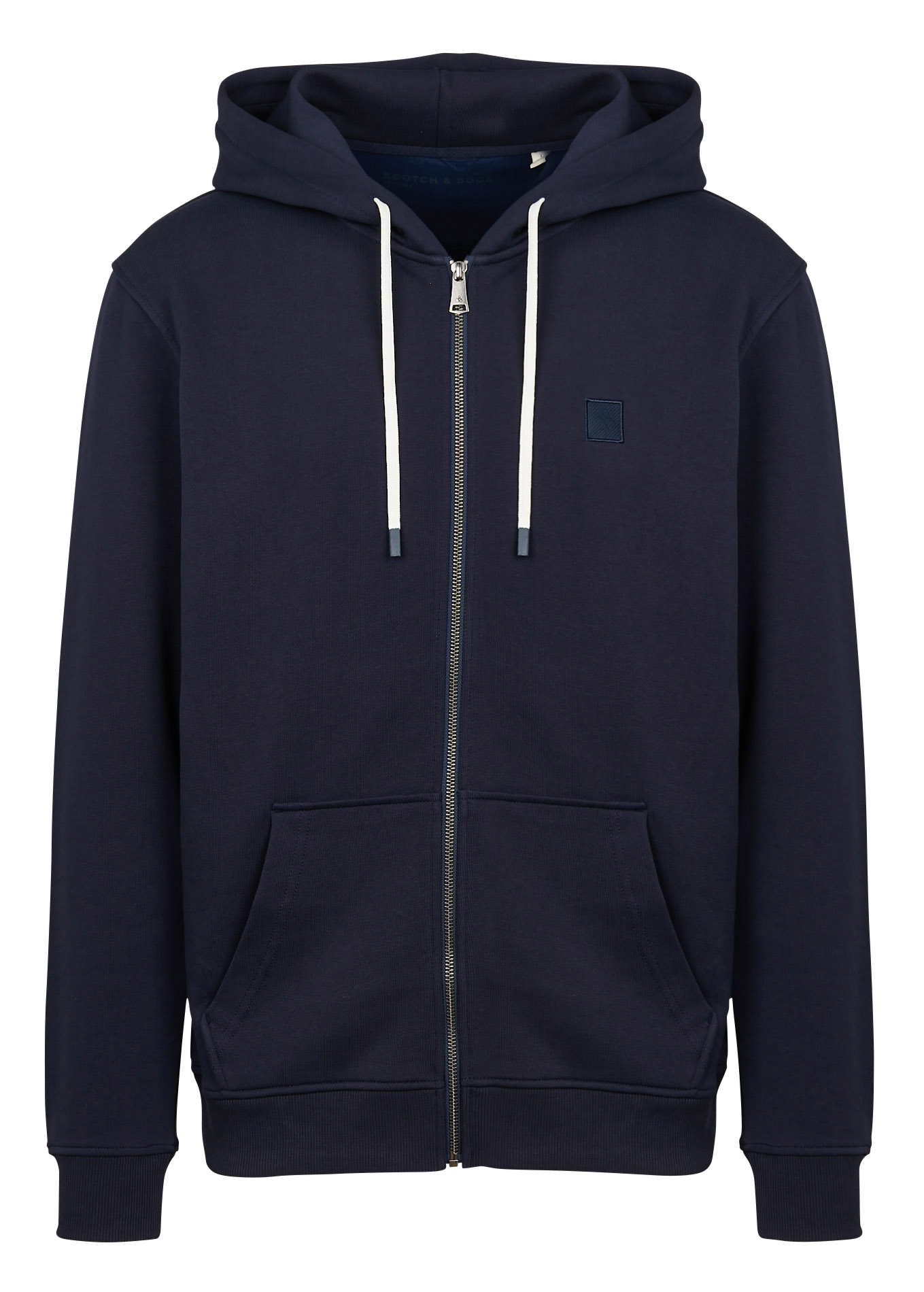 Sweat zippé à capuche en coton| Bleu
