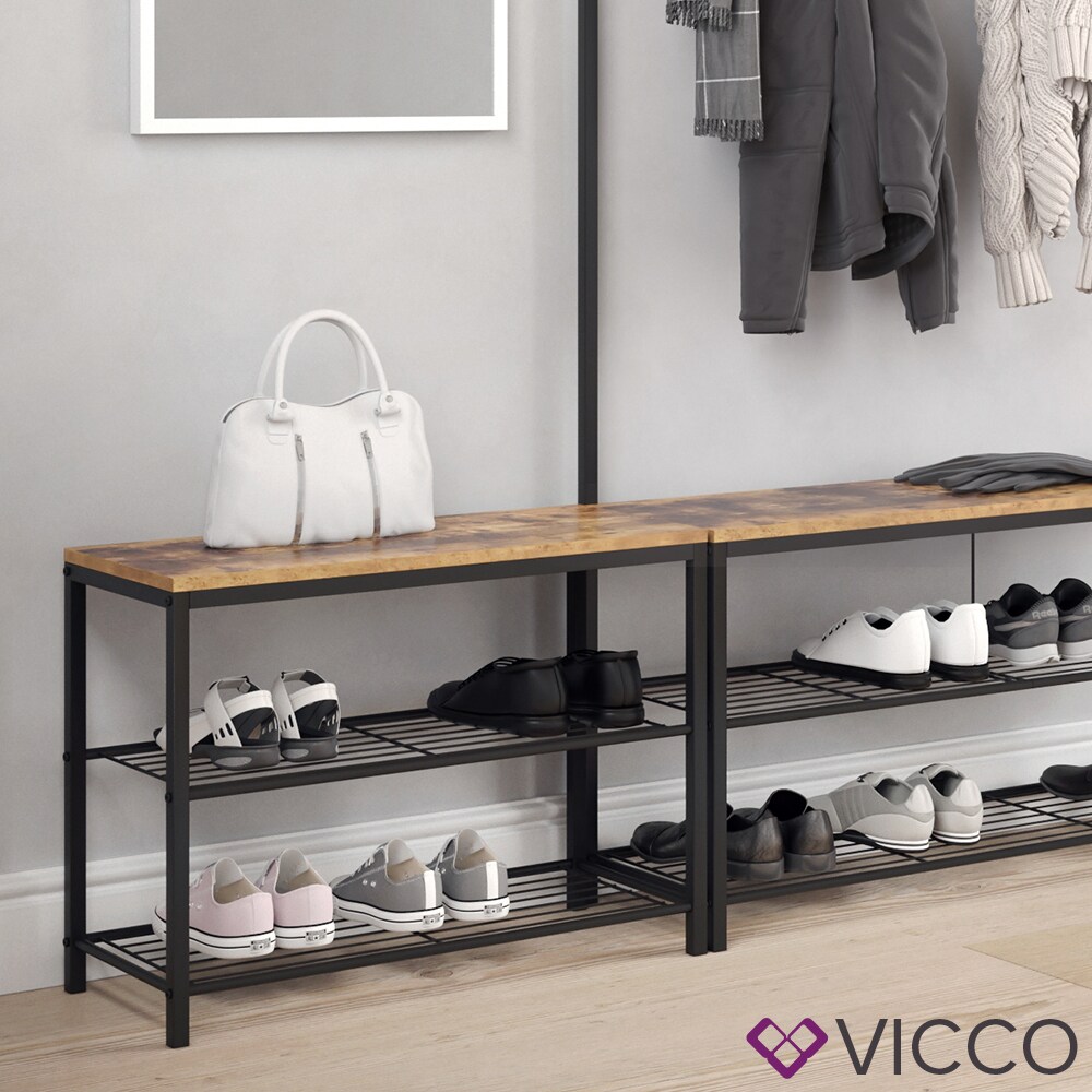 VICCO Schuhbank FYRK Schuhregal 70cm Schuhschrank Sitzfläche Sitzbank 2 Ablagen