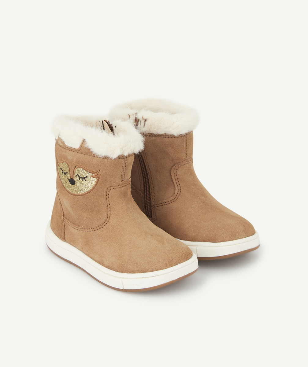 GEOXBOOTS EN CUIR MARRON AVEC IMITATION FOURRURE