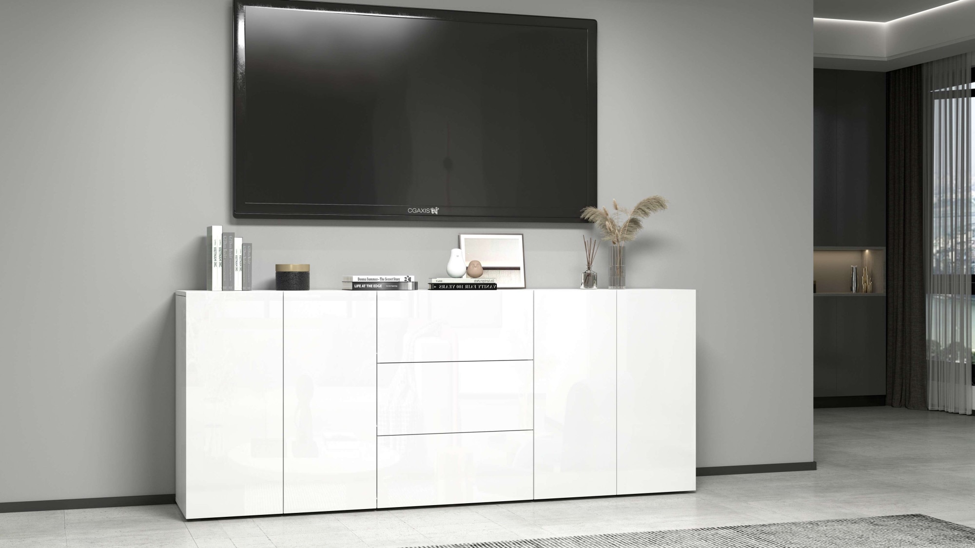 INOSIGN Sideboard »Egypt, Kommode, Schrank, Kredenz,  grifflos« 4 Türen, 3 Schubkästen mit Push-To-Open Funktion, Hochglanz Breite 200